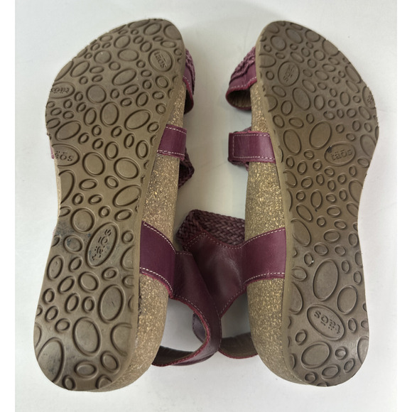 Taos Trulie Sandal Strappy Cork Wedge Leather Suede Cranberry Womens Size 8-8.5 - Picture 8 of 15